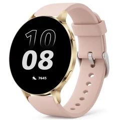 Chytré hodinky Veluxeo Ringo zlaté s růžovým silikonovým řemínkem