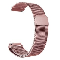 Růžový kovový řemínek milánský tah 20mm