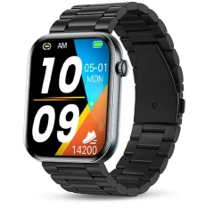 Chytré hodinky Veluxeo Mono černé s černým ocelovým řemínkem