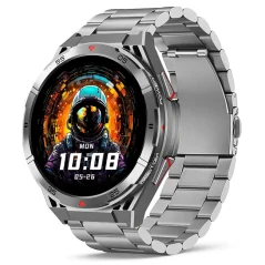 Chytré hodinky Veluxeo Fusion šedé se stříbrným ocelovým řemínkem