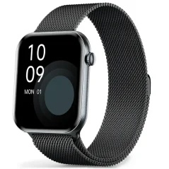 Chytré hodinky Veluxeo Mono černé s černým milánským tahem