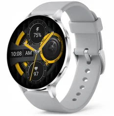 Chytré hodinky Veluxeo Ringo stříbrné s šedým silikonovým řemínkem