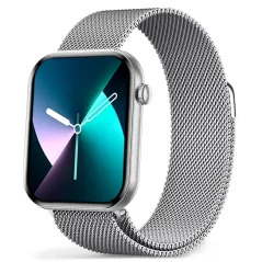 Chytré hodinky Veluxeo Mono stříbrné se stříbrným milánským tahem