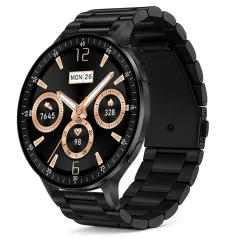 Chytré hodinky Veluxeo Ringo černé s černým ocelovým řemínkem