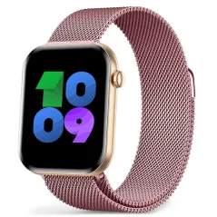 Chytré hodinky Veluxeo Mono zlaté s růžovým milánským tahem