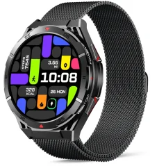 Chytré hodinky Veluxeo Fusion černé s černým milánským tahem